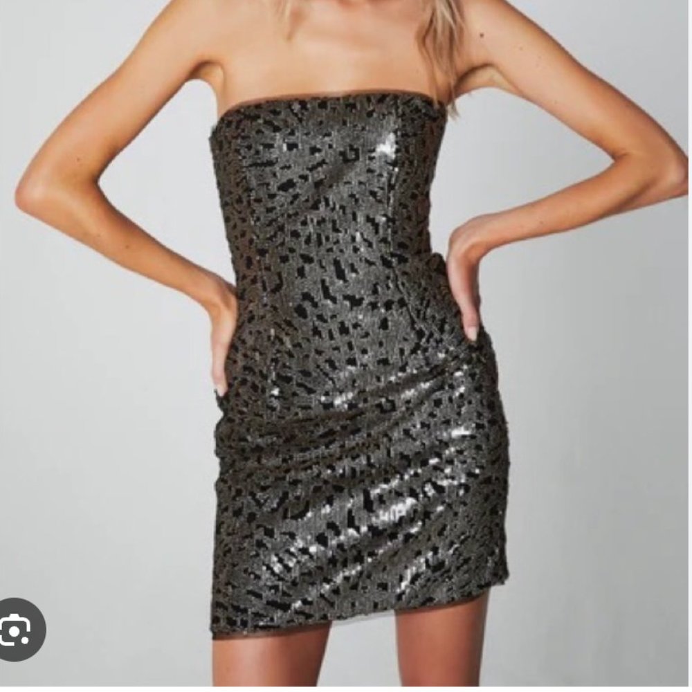 NEW unworn Haney sequin strapless dress